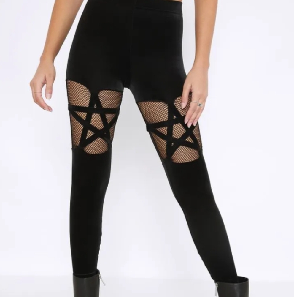 BM Velvet Black Occultist Net Leggings - Limited